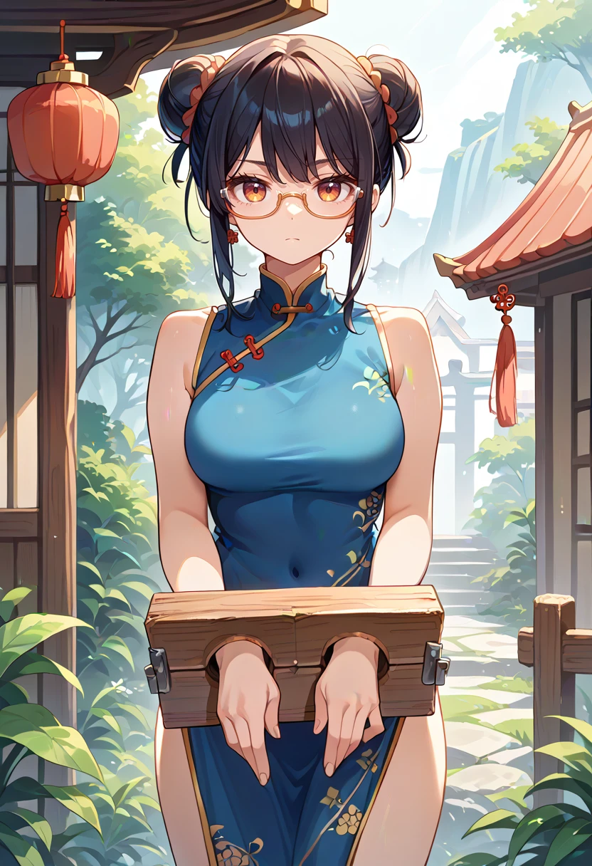 score_9,score_8_up,score_7_up,score_6_up,score_5_up,score_4_up,
1girl, breasts, china dress, glasses,
solo, outdoors, cowboy shot, looking at viewer, expressionless, 
stocks, 
<lora:stocks1:1>