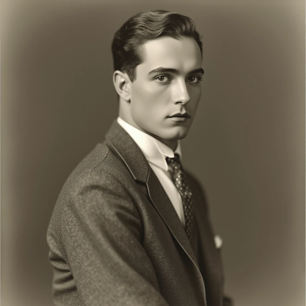 a 1920s era photograph of a male model in the style of ERA1920