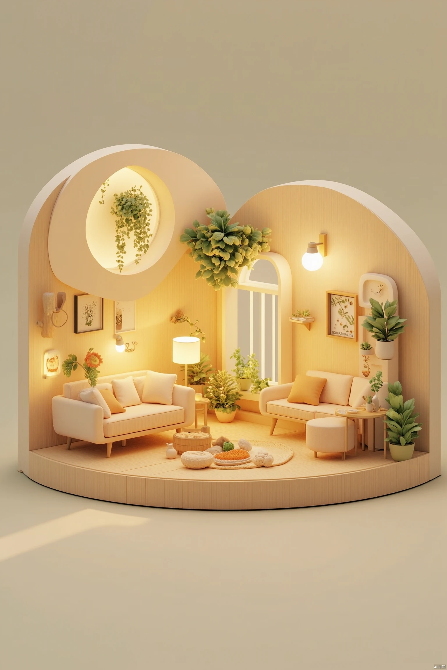 micro landscape
indoors
book
no humans
table
plant
scenery
couch
plate
wooden floor
door
potted plant
lamp