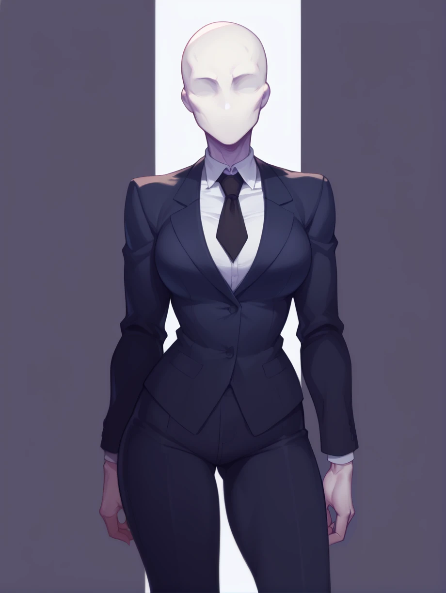 score_9, score_8_up, score_7_up, rating_safe, zPDXL2, zPDXLxxx, zPDXL3, source_anime, 
 <lora:Slendergirl:1>, 1girl, solo, shirt, white shirt, collared shirt, dress shirt, black jacket, jacket, suit, formal, business suit, black suit, pants, black pants, necktie, black necktie, tight clothes, 
monster girl, (faceless, faceless male, faceless female, no mouth, no eyes:1.2), white skin, colored skin, bald, genderswap, genderswap, genderswap (mtf), tentacles, eldritch abomination,