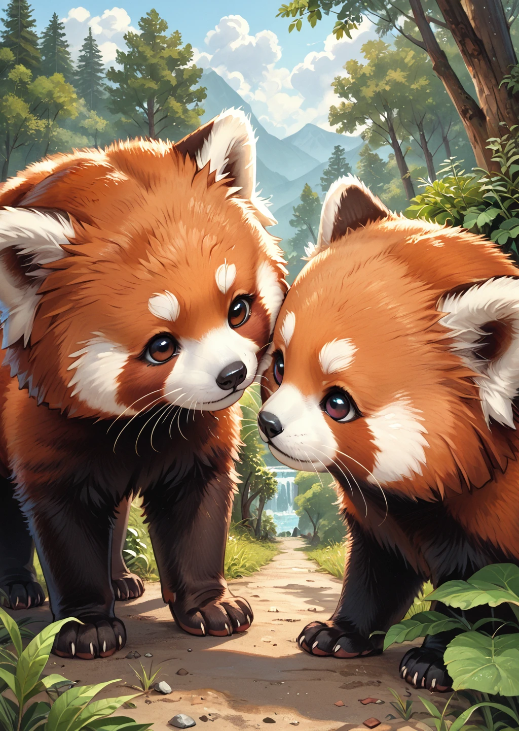 score_9, score_8_up, score_7_up, score_6_up, score_5_up, score_4_up, duo, close up, playing together, animal focus, cute female furry feral chibi feral red panda, source_furry <lora:SDXLJohnConstable_v4:1> jhcst, scenery, outdoors <lora:Red Panda_epoch_12:0.6> red panda, animal, duo