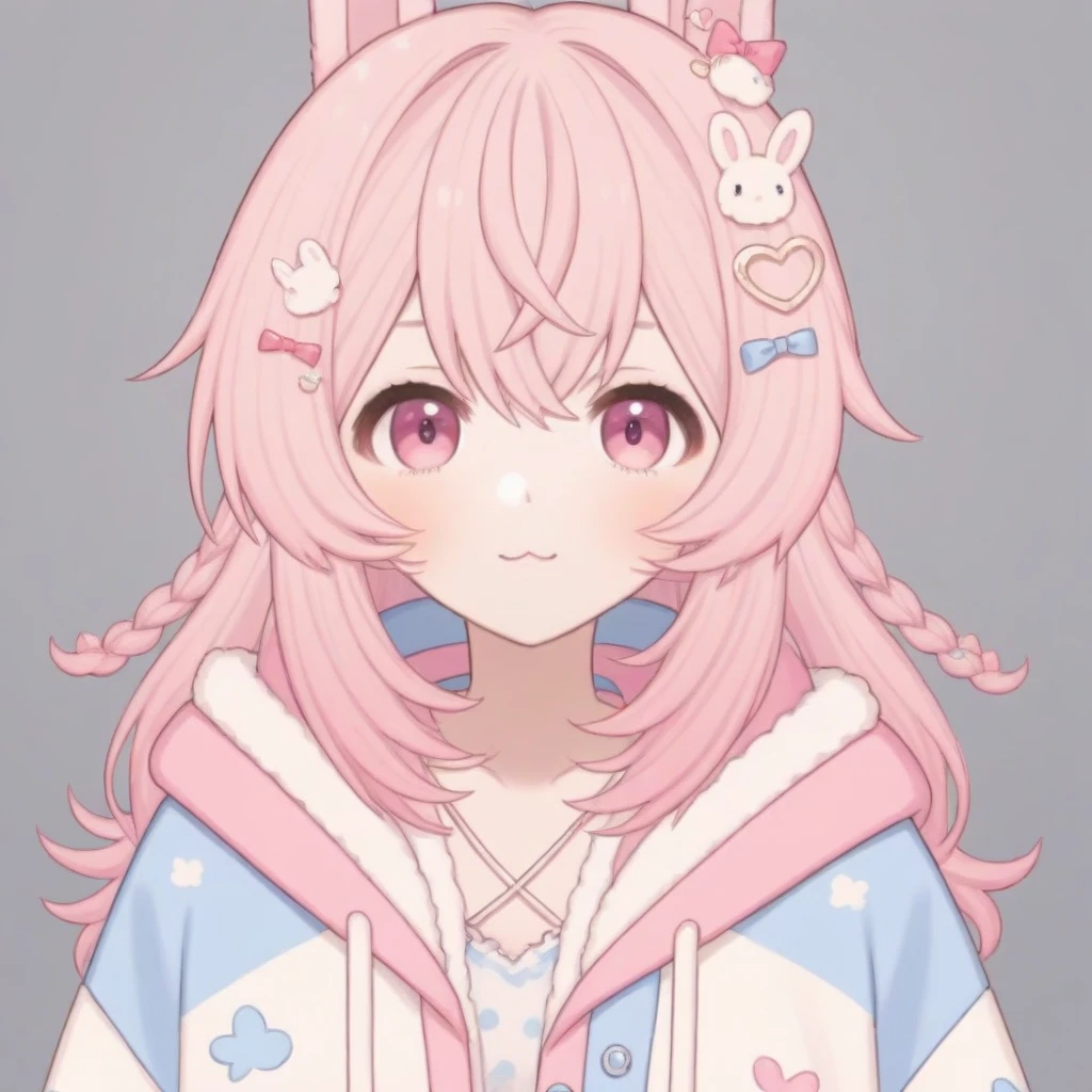 masterpiece, best quality, very aesthetic, absurdres
 pippa, rabbit ears, virtual youtuber, pink hair, pink eyes, ahoge, :3, upper body, looking at viewer, oversized hoodie,
 <lora:PIPPA-XLv2-t4-000003:0.6>