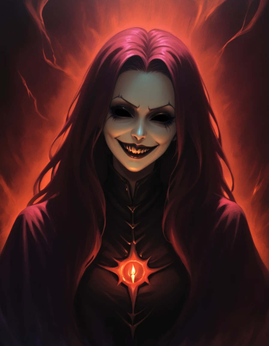 masterpiece, best quality, cinematic lighting, hollow eyes, Wicked, malevolently, enchanting, the dark sorcerer casts a sinister spell, their twisted smile hinting at the wicked plans theyâve set in motion.<lora:Hollow_Eyes_Portrait_SDXL:0.8>