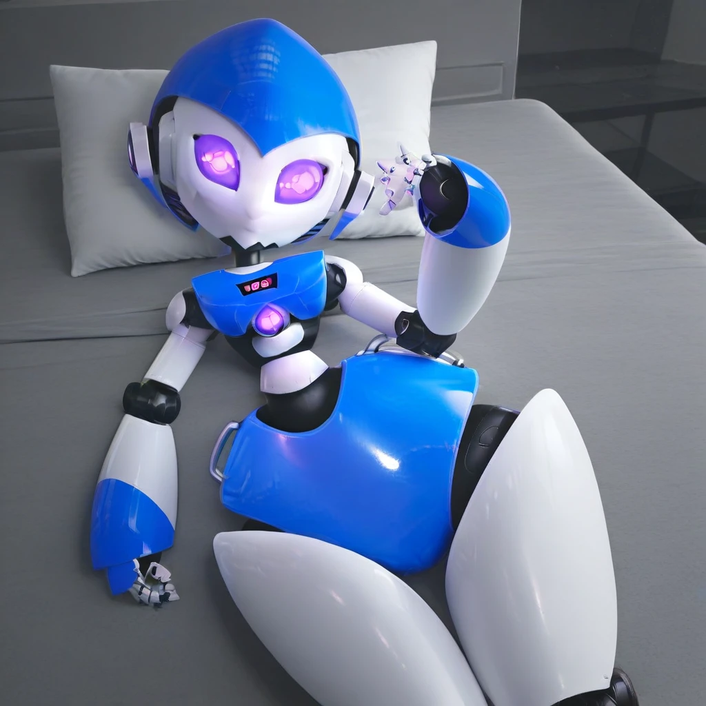 Zone tron, robot, Laying on a bed, sexy pose,