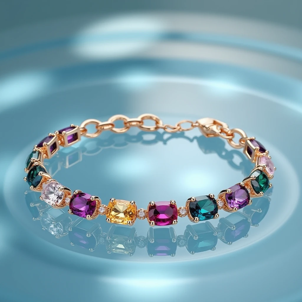 little and Colored gemstone bracelet With intervals,placed on water,