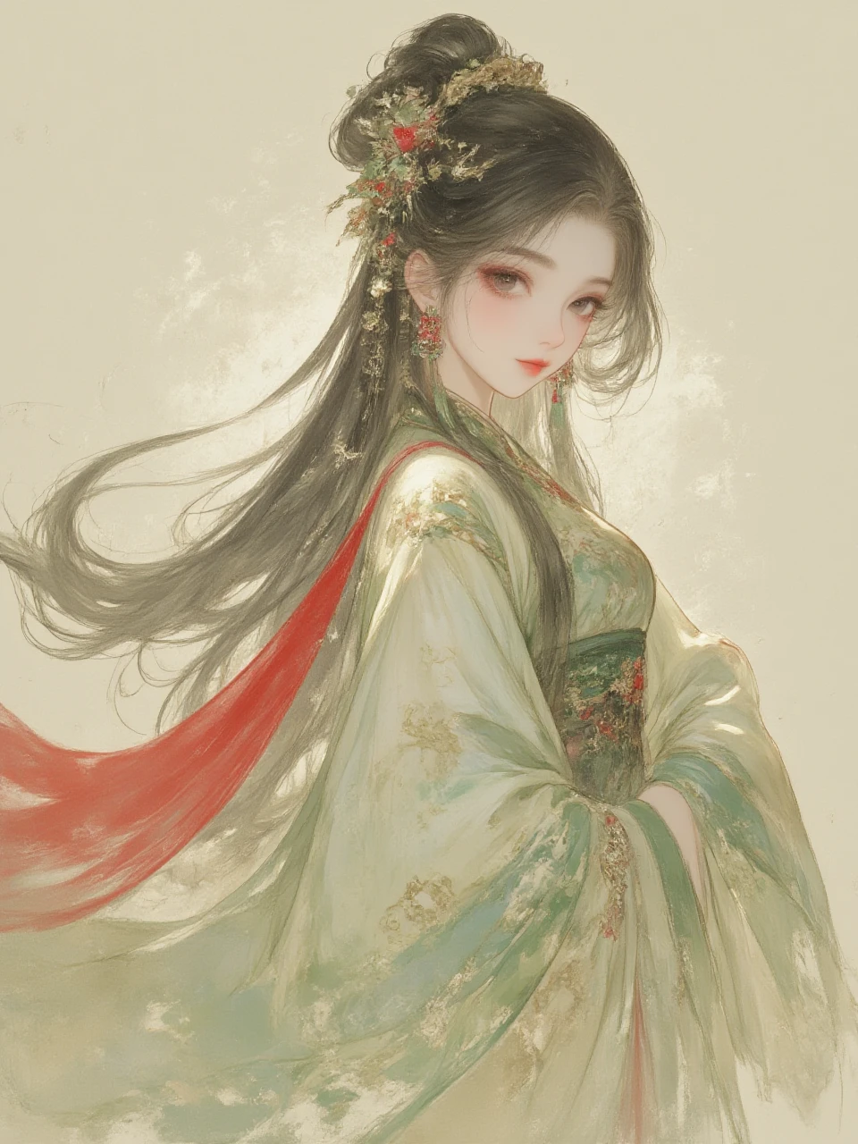 masterpiece,high quality,1girl,long legs,hanfu fashion,full body,