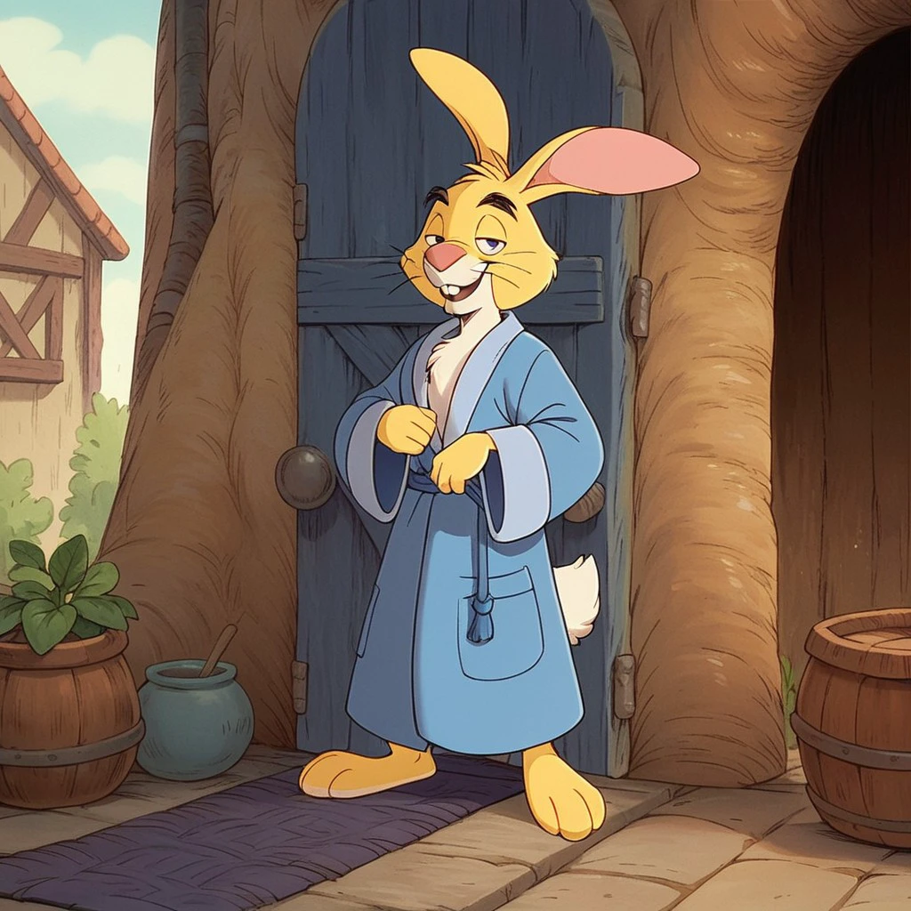 score_9, score_8_up, score_7_up, score_6_up, score_5_up, score_4_up, source_furry, WtPrabbit, anthro, male, rabbit, yellow fur, rabbit ears, solo,  outside, blue robe, <lora:97c240dd-0e73-4a89-9534-b1fd79118cbb:0.7>