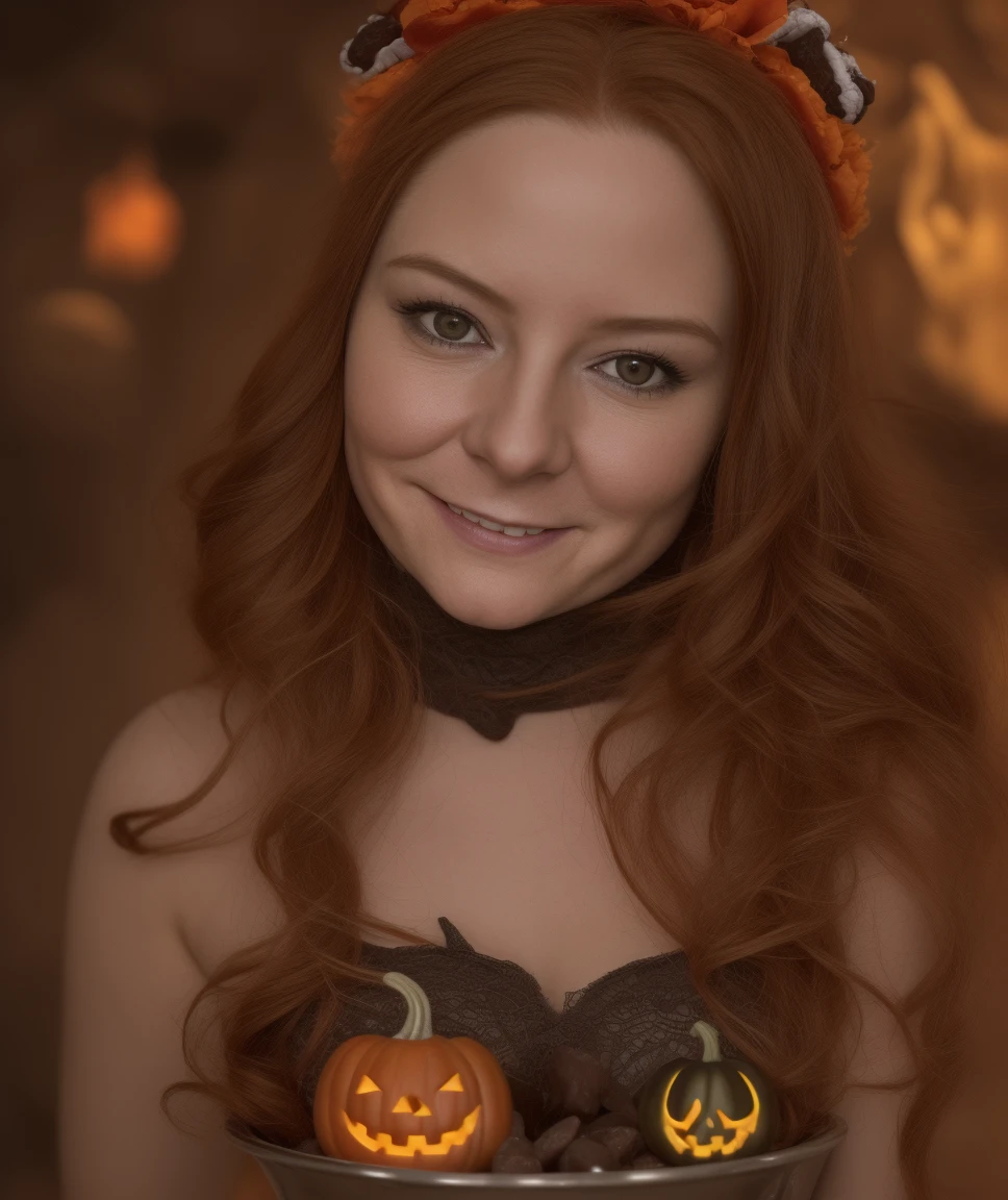 a professional absurdres sharp focus intricately detailed photograph of (Barbara_Meier:1.1),
She is smiling at you and offering candy from a Halloween-themed bowl containing all kinds of sweets, like chocolate bars and eyeballs. Staring into your soul with glowing eyes.
 <lora:Barbara_Meier-SDe12:0.8>