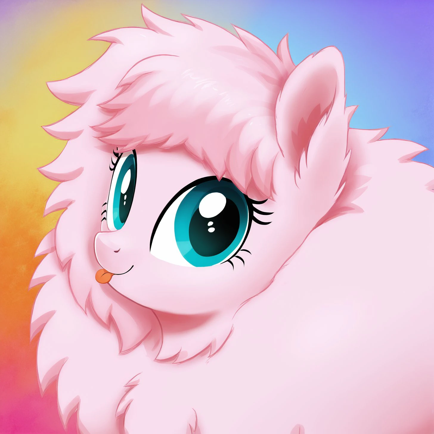 score_9, score_8_up, score_7_up, score_6_up, score_5_up,with beautiful, detailed, (detailed cute pony face), detailed eyes, detailed fur, beautiful, vector, flat colors, (abstract background: 1.8), (looking at you, looking at viewer: 1.5), cute smile, happy, ((close-up)), wide angle  <lora:Fluffle_Puf:1>Fluffle_Puf, fluffy, very fluffy solo
<lora:mlp_g5 (1):1> <lora:Wholesome_MLP-v1.2:1>