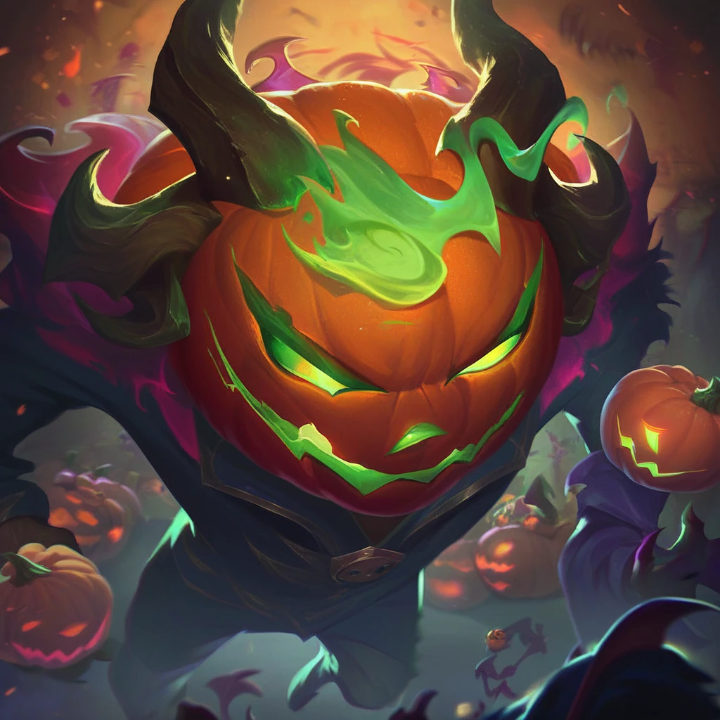 score_9, score_8_up, score_7_up, <lora:LOLHorrorsplashartsMIX:1> 1 boy, Lolhorrorsplashartmix, lololdgodsplashart, demon, demon boy, horns, jack-o'-lantern, pumpkin, orange skin, green hair,