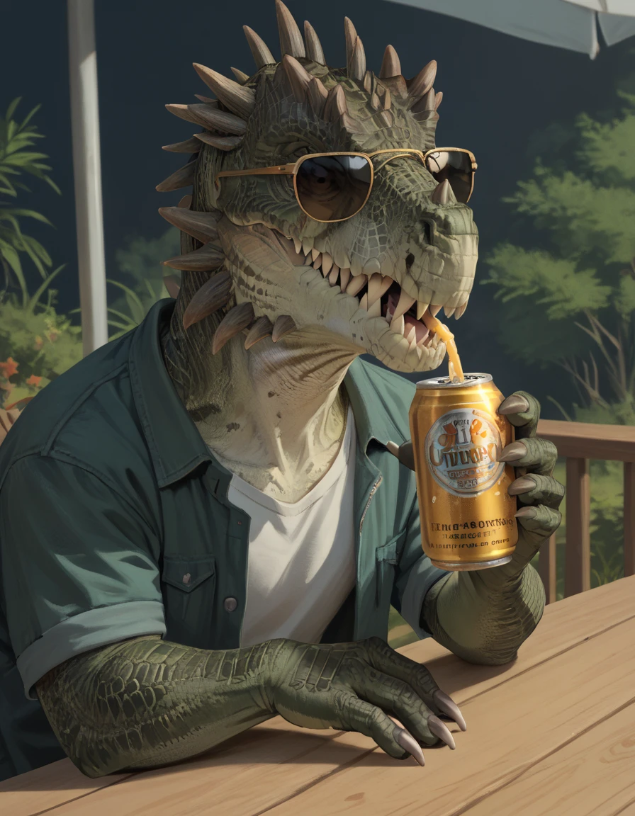 score_9, score_8_up, score_7_up,
ColdOne, no humans, dinosaur, drinking beer can, sunglasses,
<lora:ColdOne_PonyXL:0.8>