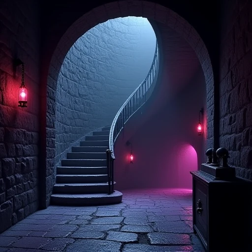 cpolldreamyfortress, cpolldfsitwtw, stairwell inside the watchtower, otherworld, stairwell in watchtower, inside watchtower, indoor