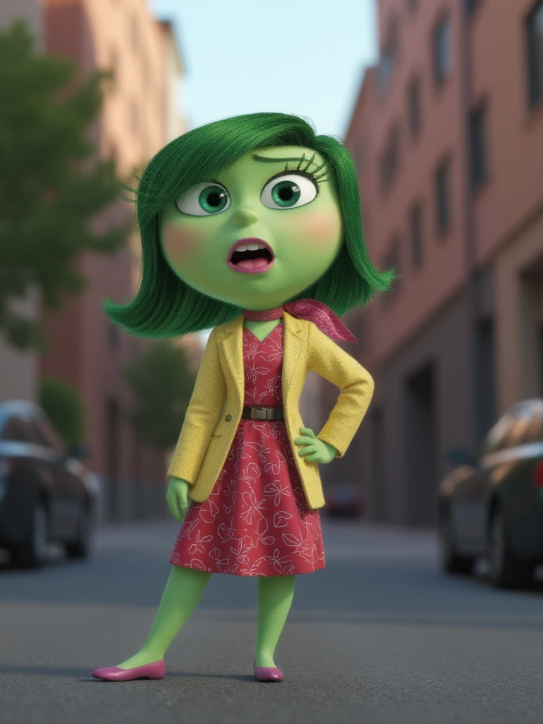 Disgust char,Disgust,Disgust Inside Out 2,street background