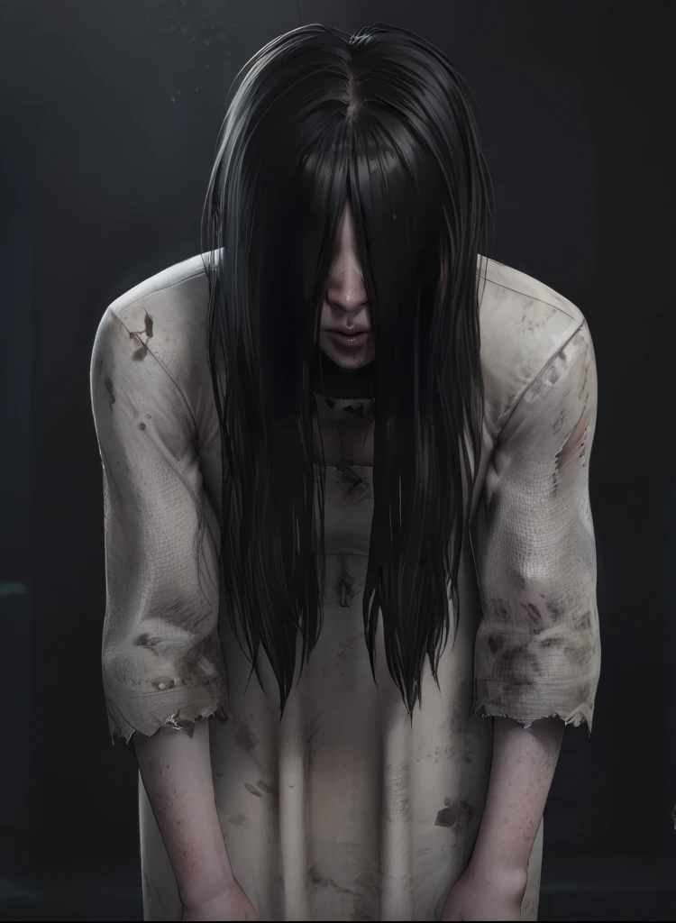 a cute ghost girl, cute mad face, not sexy, realistic, super detail, 8k
