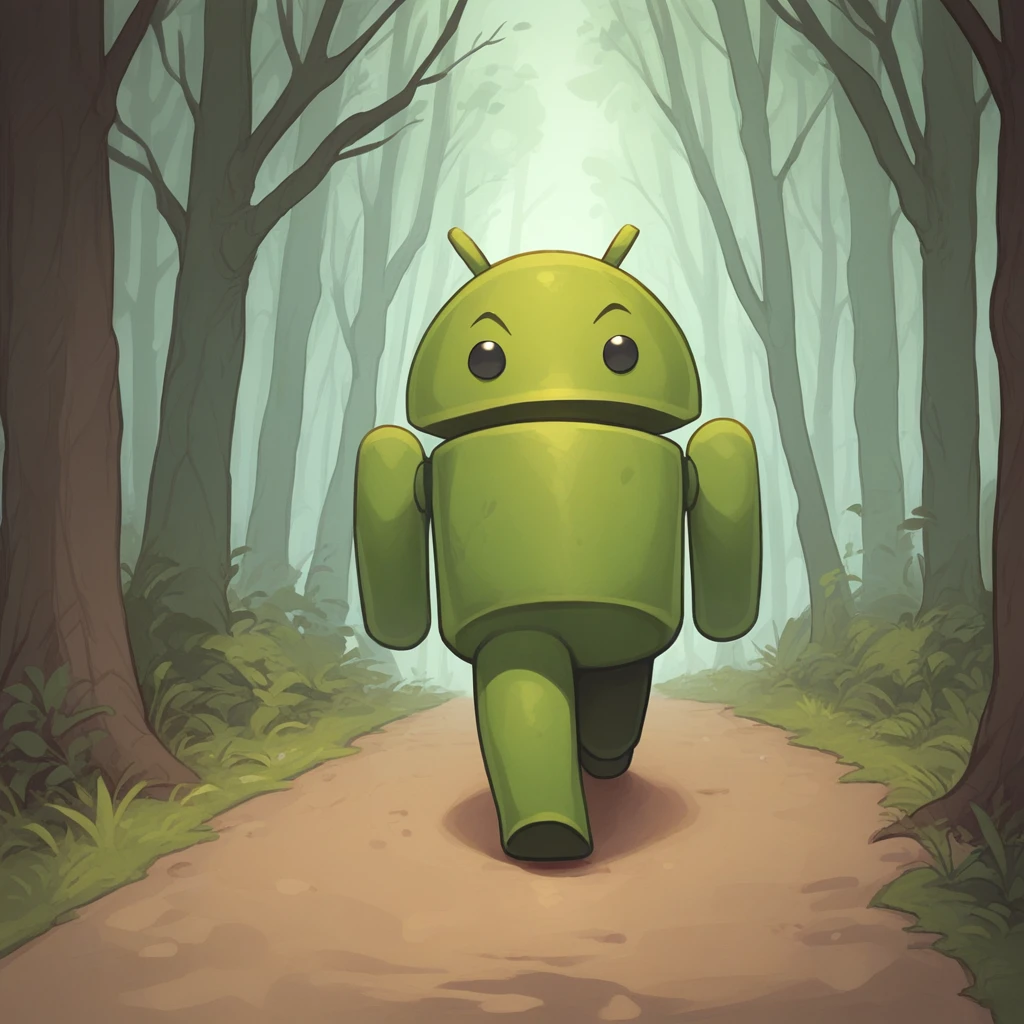 score_9_up, score_8_up, BREAK, BugDroid, no humans, solo, black eyes, green skin, standing, <lora:Bugdroid_GoogleAndroid_PXL_Leaf2:1.2>, outdoors, forest, walking,