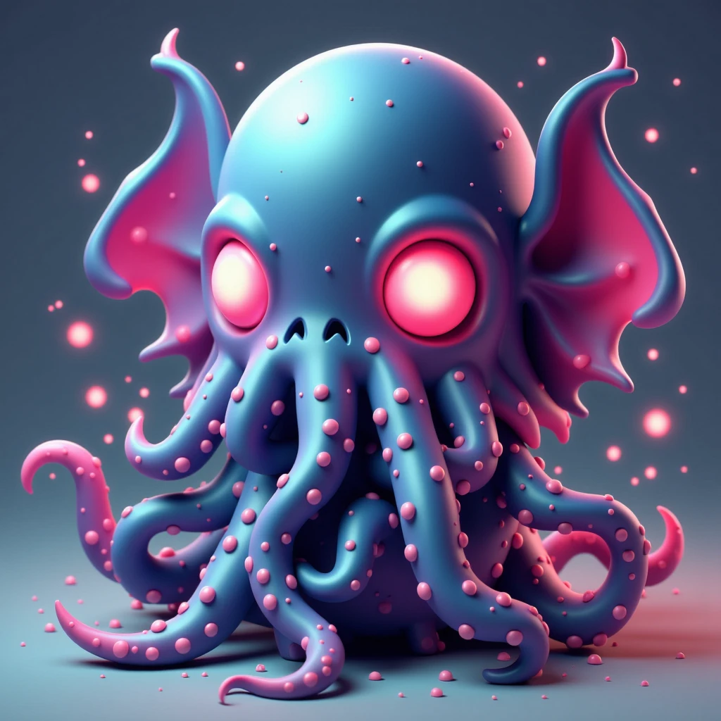 This is a 3d image that depicts a cute little cthulhu