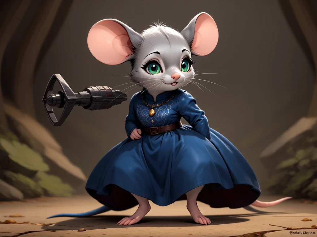 (2d anime style:0.76), (adult anime style, realistic lighting:0.8), whiskers of a mouse, (star wars TIE-fighter:1.28)

standing, blue dress, intricate long blue dress. (green eyes, red hair ornaments, short grey hair:1.05)

(grey anthro mouse lady, grey fur, furry, cute big eyes, small waist, full body view, big breasts, mature lady.:0.9)

(garden cave bedroom study desk, flat screen, holographic 3d game, game sporting action:0.45)

(right of the image bright and happy, left of the same image dark and eerie:0.5)