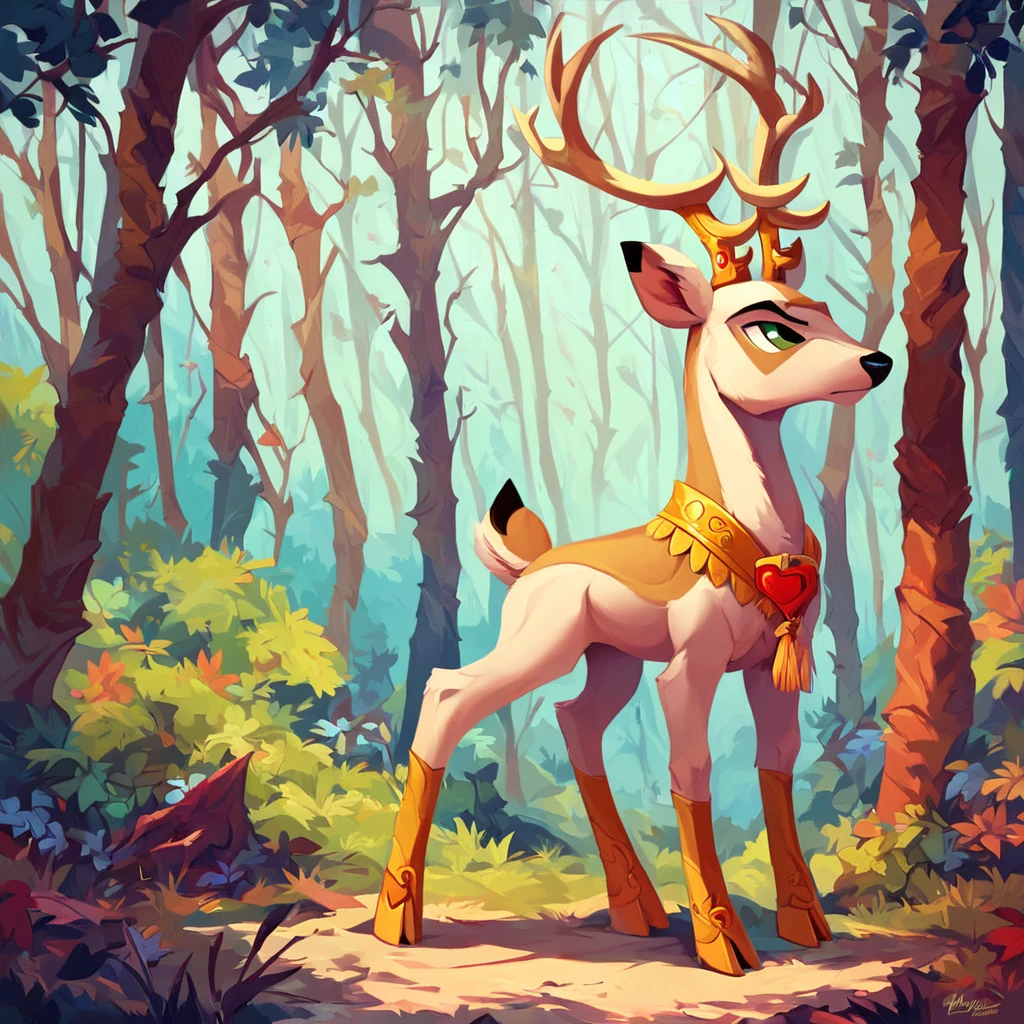 score_9_up, score_8_up, score_7_up, score_6_up, king aspen, deer, full body, solo, male, forest background, trees, masterpiece, best quality