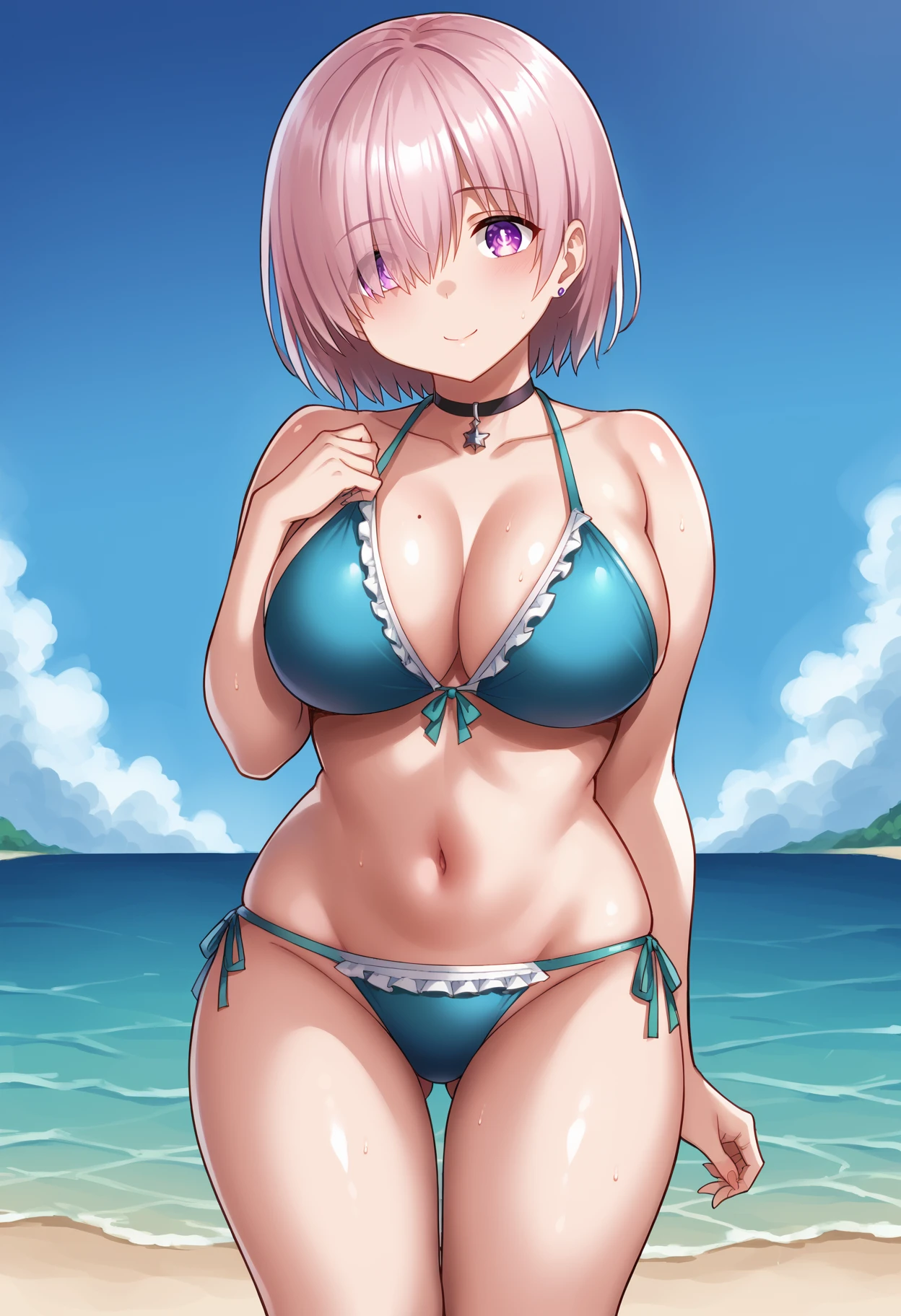 1girl,<lora:Ichinomiya_Yuu:0.9>,mash,bikini