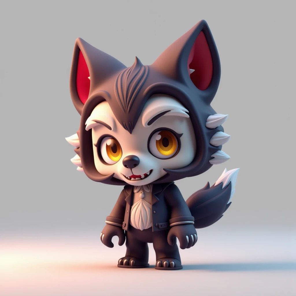 This is a 3d image that depicts a cute little warewolf