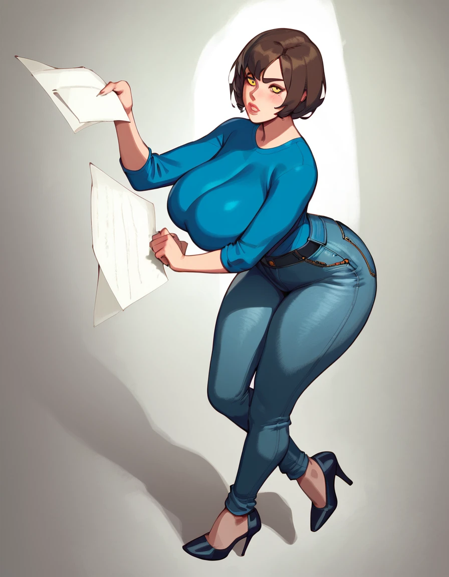 drawing of a woman standing on a piano keyboard with a pencil, hands behind her body pose!, thick outline, character is in her natural pose, loose pencil sketch, pose study, distorted pose, thick outlines, full body drawing, standing pose, art study of a body, dramatic standing pose, matte sketch, full body and head, casual pose, mid body portrait large breast