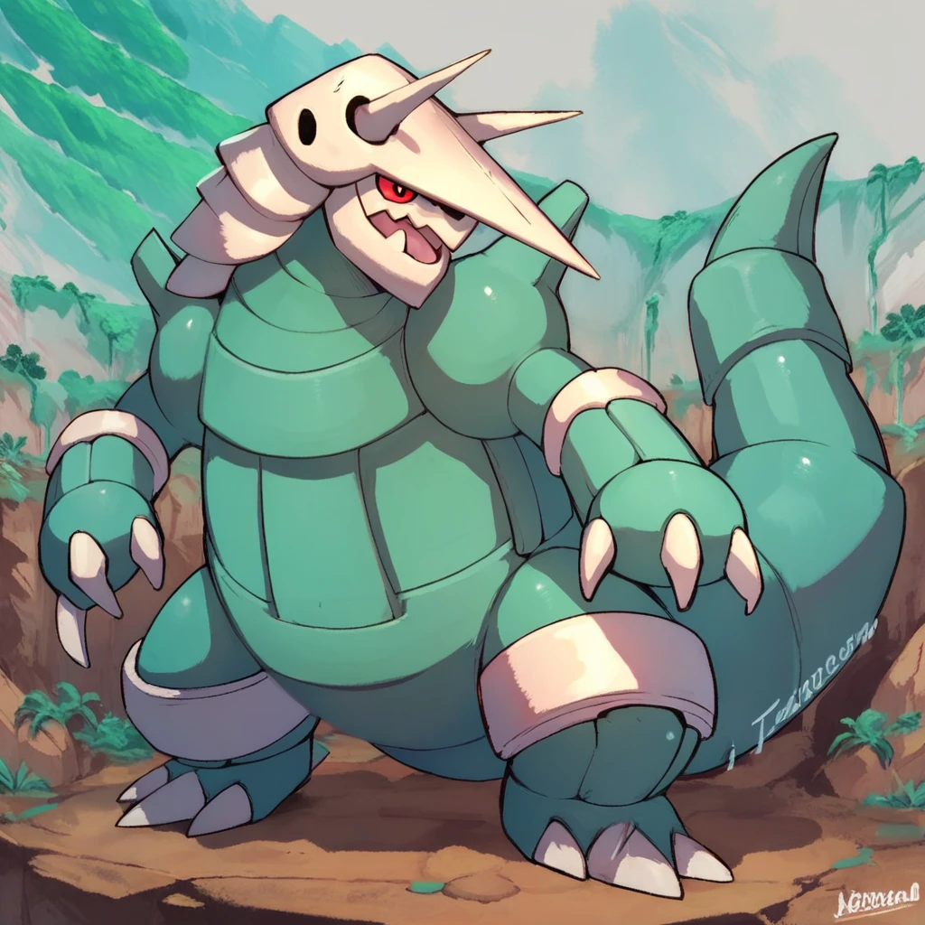 Score_7_up, score_8_up, score_9, full body, Aggron, shiny pokemon ...