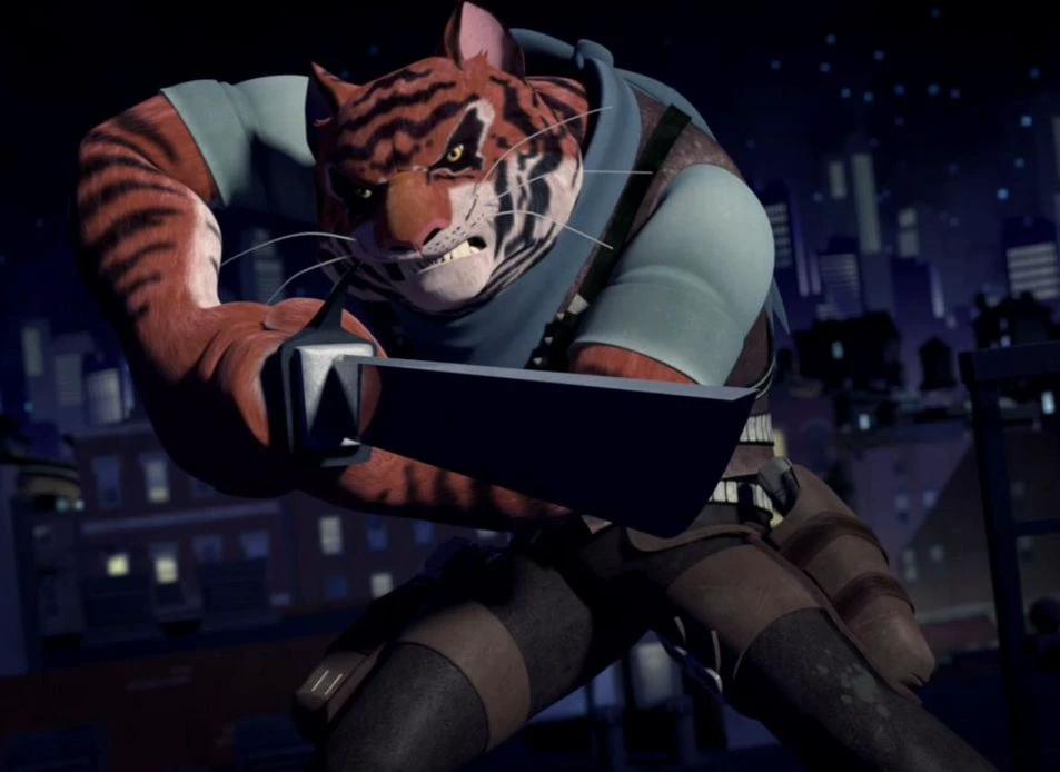 TigerClaw, solo, 1 boy, TMNT 2012 series, handsome, hot, tiger, male, looking at viewer