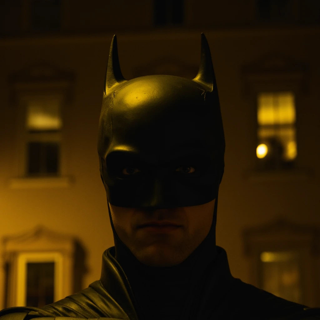 <lora:dark cinematic style v1 (The Batman 2022):0.9>
a man in a batman costume flying in air, detailed background, cinematic shadows, cinematic dark color, chiaroscuro style, perfect cinematic image, perfect body, perfect anatomy, sharp image, detailed image, high quality photography, cinematic skin tone color, cinematic skin pore, cinematic photography style, dark cinematic style, solo, male, blurry, mask, night, building, city, warm yellow light