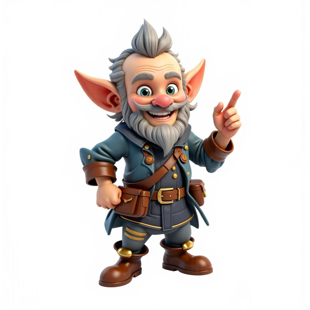 wbgmsst, isometric dwarf character 3D, white background