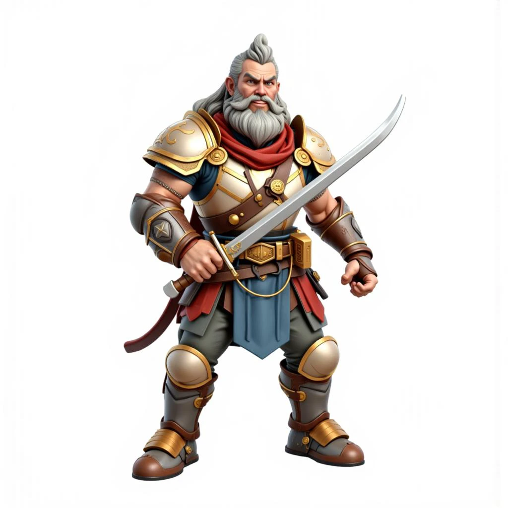 wbgmsst, isometric warrior 3D, white background