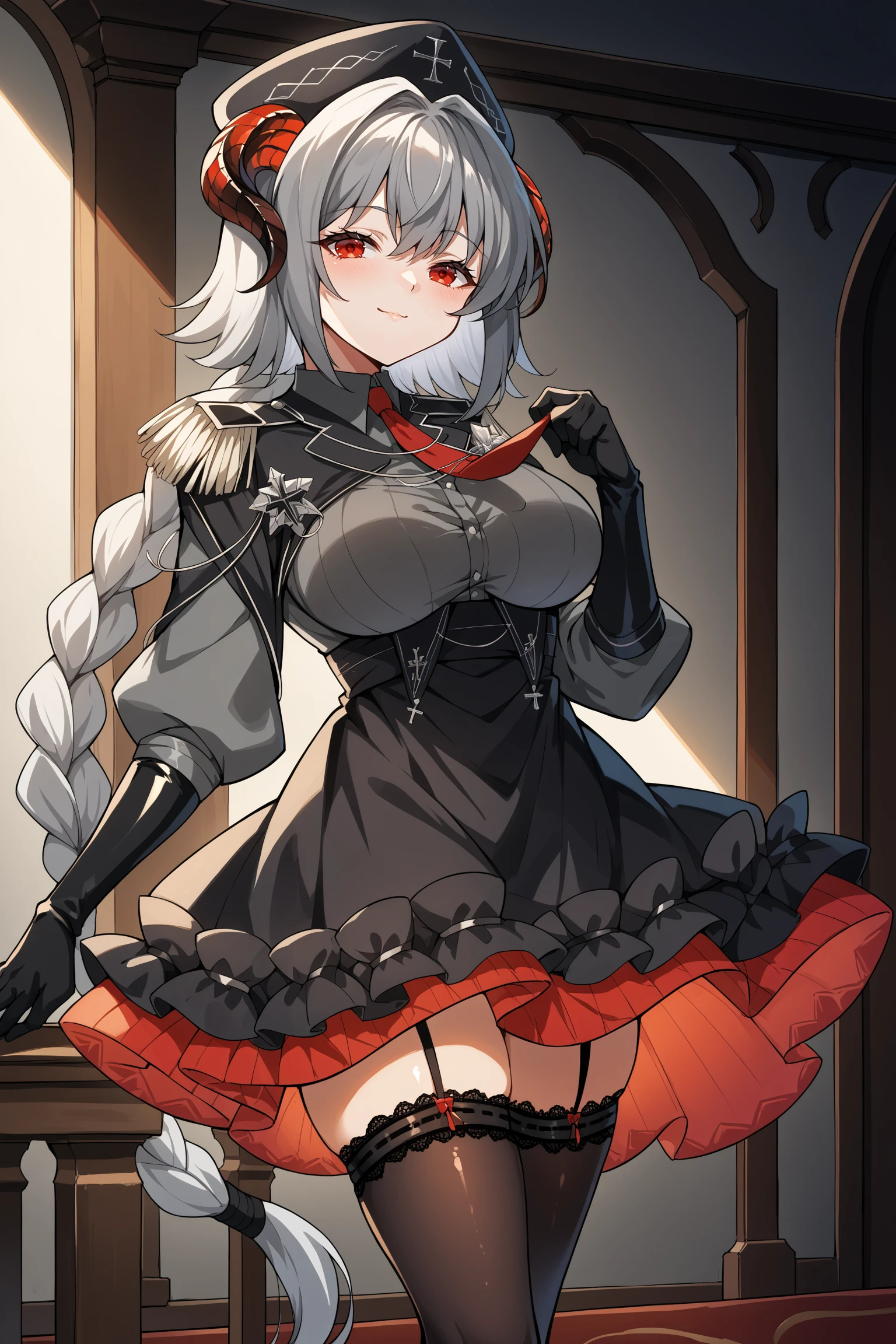 (Masterpiece, Side Light, Fine Beautiful Eyes: 1.2), (Masterpiece * Portrait), Portrait, (Bust), Realistic, Anatomically Correct, 3D Face, Sweet Skin, (Solo), Highlights, Gradient Hair, (Close-up of Face), Cute Face, (Fire Opal General Scarlet Eyes), Hanging Corner of the Eye, ((High Detail Skin, Visible Pores)), (Perfect Figure), A Beautiful Girl, Small Tits, ((Lolita Style Coat)), (Neck Ring), Very, Very Short Short Glove, (chain)
