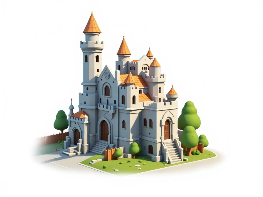 wbgmsst, 3D castle, white background