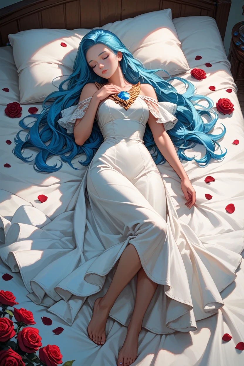 score_9, score_8_up, score_7_up,
<lora:GFLyria:0.8>
GFLyria, 1girl, blue hair, blue eyes, long hair, jewel, looking at viewer, sleeping in a bed, rose petals, closed eyes, full body