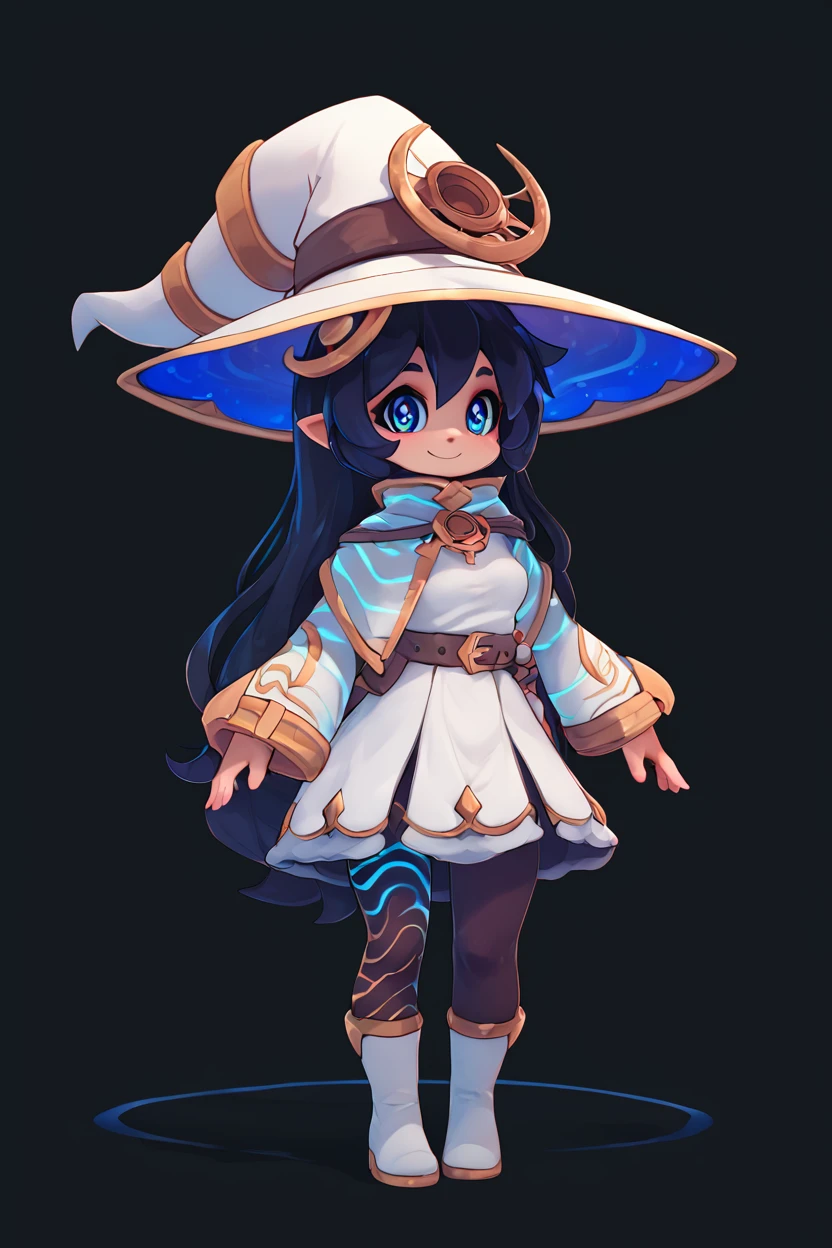 score_9, score_8_up, score_8, medium breasts, (curvy), cute, eyelashes,       BREAK, , ,,,   zzYstra, blue eyes, black hair, long hair,  hat, long sleeves, witch hat, standing, full body, dress, blue hair, white dress,  <lora:Ystra_AstralWitch_AlexisPflaum_PDXL:0.8>, ,,,, BREAK, smile, looking at viewer, cowboy shot, ,,, embedding:zPDXL, Expressiveh, ,,, <lora:Zankuro_Style_PDXL:0.8> <lora:SDXLFaeTastic2400:0.5>, <lora:Expressive_H-000001:0.4>,