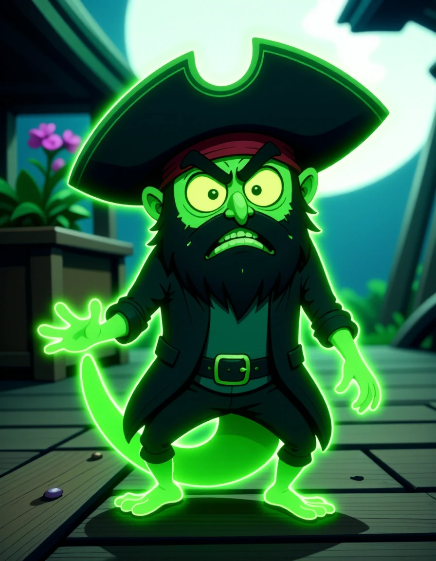 <lora:Flying_Dutchman_FLUX:0.5> ghost, pirate, ghost pirate, green-glowing transparent, bearded, facial hair, mustache, tattered hat, tattered clothes, transparent, coat, belt, ghost tail, full body, A green-glowing ghost pirate looking at the viewer and scolding the viewer,  angry, frustrated, , teeth, mouth open,, source_cartoon, score_9, score_8_up, score_7_up, score_6_up, score_5_up, score_4_up,, photograph, photorealistic light, professional 3d model cinematic still tilt-shift photo of HDR photo of 1girl, High dynamic range, vivid, rich details, clear shadows and highlights, realistic, intense, enhanced contrast, highly detailed . Selective focus, miniature effect, blurred background, highly detailed, vibrant, perspective control . emotional, harmonious, vignette, highly detailed, high budget, bokeh, cinemascope, moody, epic, gorgeous, film grain, grainy, RAW candid cinema, 16mm, color graded portra 400 film, remarkable color, ultra realistic, textured skin, remarkable detailed pupils, realistic dull skin noise, visible skin detail, skin fuzz, dry skin, shot with cinematic camera . octane render, highly detailed, volumetric, dramatic lighting, Idyllic, highly detailed, volumetric, dramatic lighting, professional 3d model, cinematic lighting, fine character details, <lora:Flux 1D - Nectarine Nymphs V1 - Epoch 5:1.0> big eyes, 1girl, pinup, female focus, peaceful, happy, pleasant, harmonious, picturesque, charming,