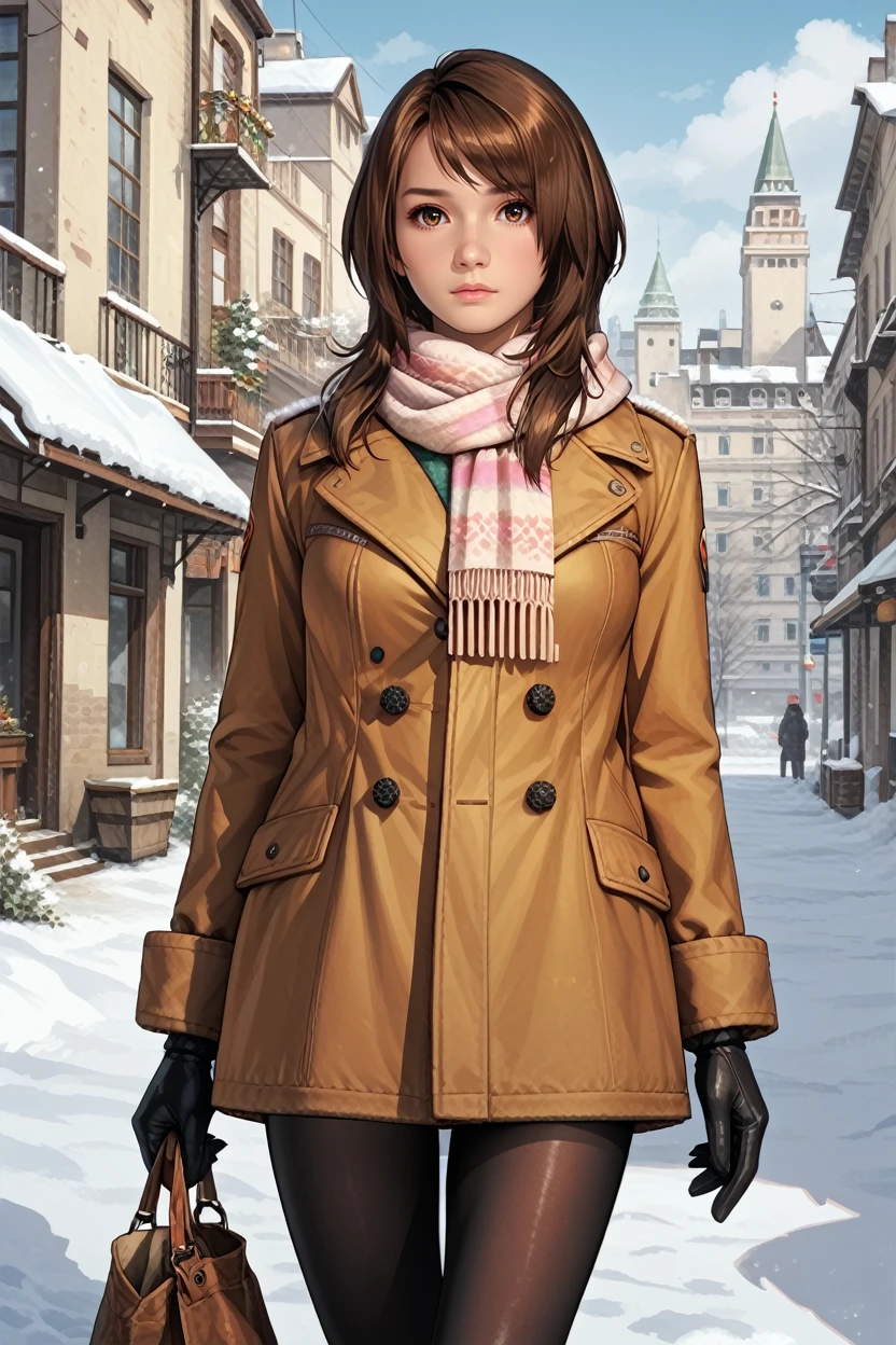 score_9, score_8_up, score_7_up,
<lora:FFyuri:0.8>
FFyuri, solo, 1girl, brown hair, brown eyes, looking at viewer, winter clothes, scarf, gloves, black pantyhose, snow, outdoors, city, standing, cowboy shot