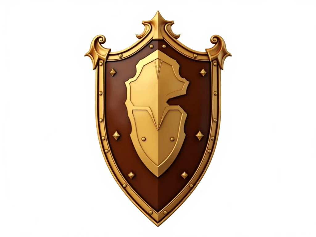 wbgmsst, brown and gold shield, white background