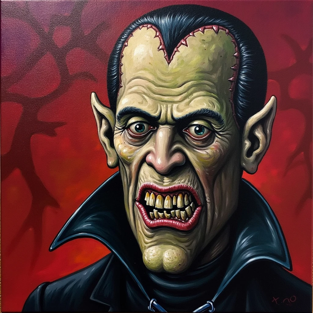 xno style, nosferatu, oil painting