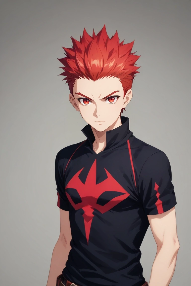 score_9, score_8_up, score_7_up, , rating_safe, , semi-realistic, looking at viewer, , 1boy, solo, male focus, <lora:gilbert_bush_pony:0.78>, gilbert_bush, red hair, red eyes, short hair, spiked hair, , shirt,, <lora:sdxl_lightning_8step_lora:1>