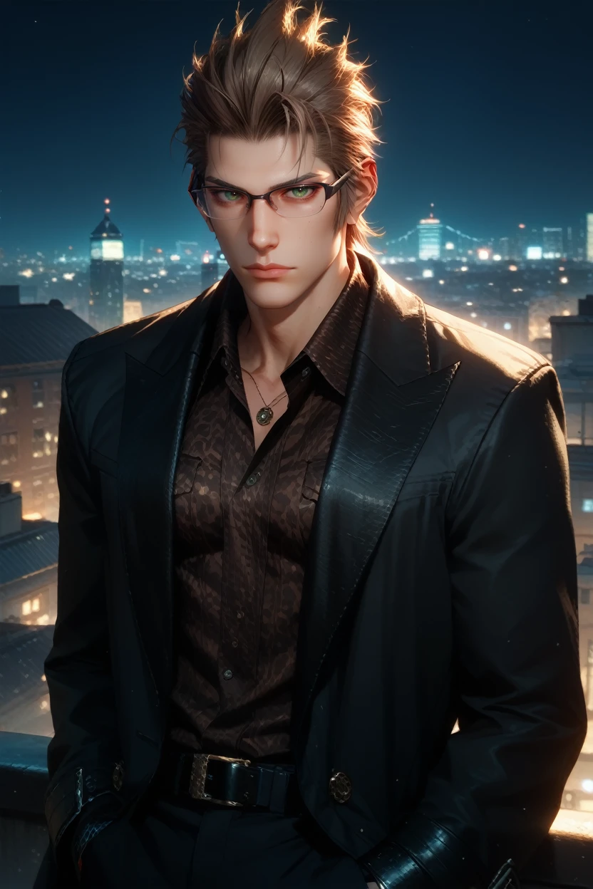 score_9, score_8_up, score_7_up,
<lora:FFIgnis:0.8>
FFIgnis, 1boy, brown hair, green eyes, glasses, looking at viewer, On a high-rise rooftop, sharp black trench coat, city lights below, hands in pockets