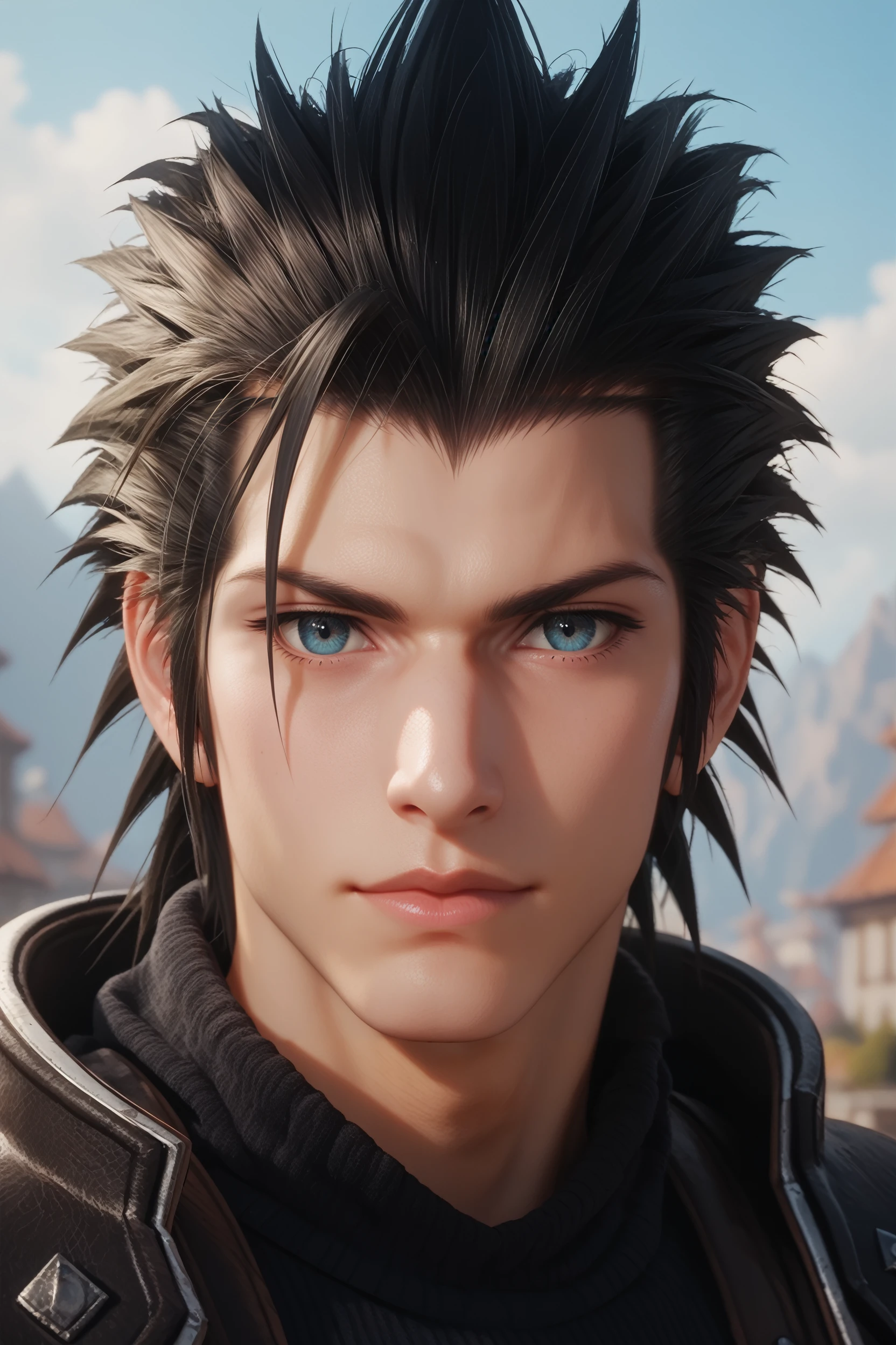 score_9, score_8_up, score_7_up,
<lora:FFZack:0.8>
FFZack, 1boy, black hair, spiked hair, blue eyes, looking at viewer, portrait