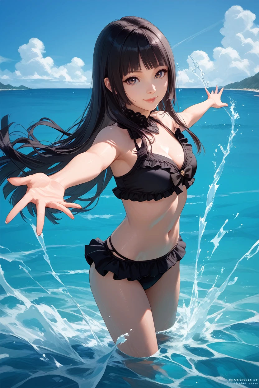 masterpiece, best quality, ultra-detail, photography, (photorealistic:1.2), dramatic angle, dramatic lighting, (depth of field:1.5), (ceiling:1.2), (bottom view:1.2), (deep blue tone:1.1), (underwater:1.5), deep sea, silver lighting, (landscape:1.5), (submerged ancient ruins:1.2),
■以下Region Prompt ControlのRegion1のプロンプト
full body, black long hair, (straight hair:1.5), detailed face, detailed black eyes, beautiful big eyes, (tareme:1.4), (:1.5), 14yomall breasts), light smile, lustrous skin, swim ware, (open arms for viewer:1.2), barefoot, nice hands, perfect hands, x:0.4 y:0.25 w:0.4 h:0.4
seed:1999400136