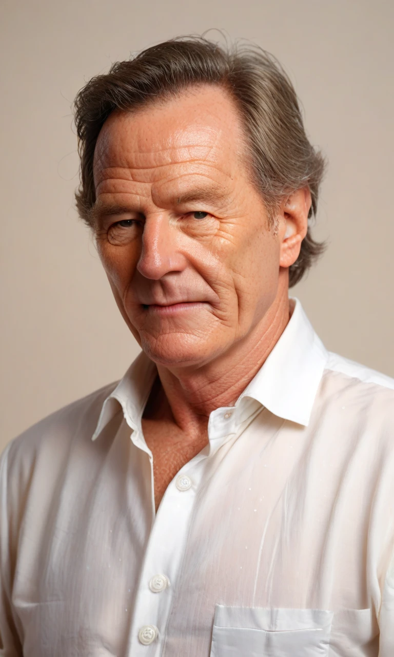 looking_at_viewer,solo,(detailed face),solo,score_9, score_8_up, score_7_up, 1boy,bryan cranston,grey-hair,solo,old,old man,aged_up,upper body,white shirt,simple_background