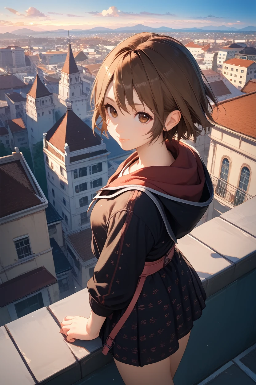 score_9, score_8_up, score_7_up,
<lora:FFIris:0.8>
FFIris, 1girl, brown hair, brown eyes, short hair, looking at viewer, overlooking the city from a rooftop bar at night, cute outfit, standing