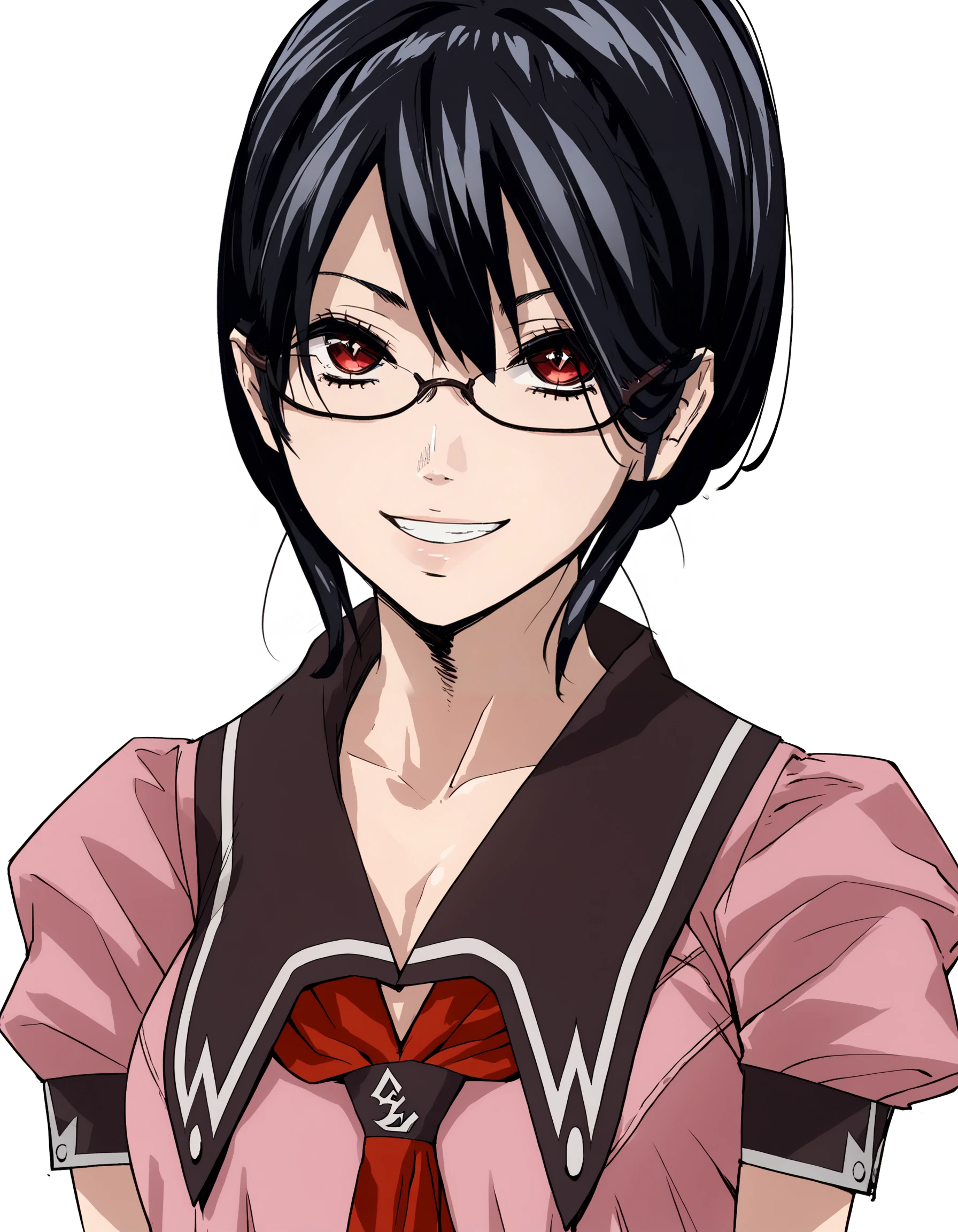 score_9, score_8_up, score_7_up
BREAK 1girl, <lora:MikaXL-v3:1>, m1ka, black hair, short ponytail, red eyes, glasses, school uniform, serafuku, black sailor collar, red neckerchief, pink shirt, short sleeves, looking at viewer, smile, upper body, white background