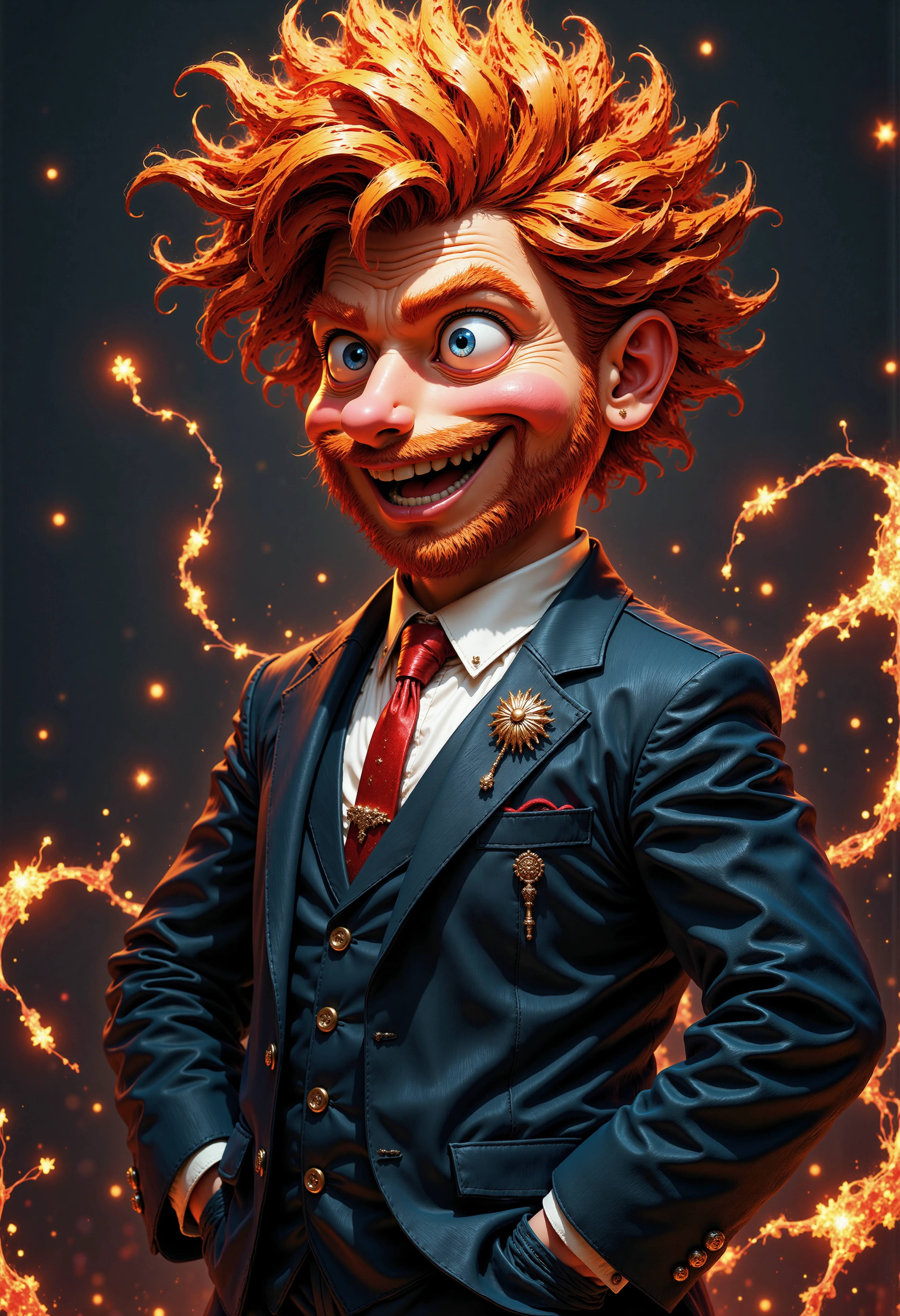 MysticAnimation. A crazy ginger man wearing a suit