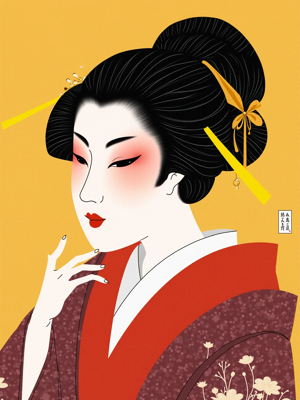 This is a work of ukiyo-e. Portrait of a Japanese woman in kimono.