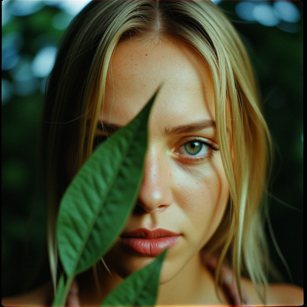 analog film photo of  <lora:digital cinematography style v1-step00001950:0.9>
A cinematic realism detailed bleach bypass dslr film footage of a woman with a leaf covering her face, detailed background, vivid color, cinematic shadows, cinematic color, chiaroscuro, perfect cinematic image, perfect body, perfect anatomy, sharp image, detailed image, high quality photography, cinematic skin tone color, cinematic skin pore, cinematic photography style, digital cinematography style, 1girl, solo, looking at viewer, blue eyes, closed mouth, green eyes, realistic, alien, long hair, blurry, lips, portrait, close-up, freckles, blonde hair, brown hair, depth of field, leaf, plant, blurry foreground, nose, hair over one eye, eyelashes, wet, wet hair, photorealistic
, faded film, desaturated, 35mm photo, grainy, vignette, vintage, Kodachrome, Lomography, stained, highly detailed, found footage