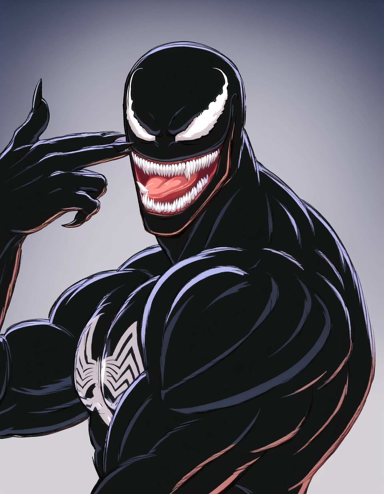 score_9, score_8_up, score_7_up, score_6_up, score_5_up, score_4_up
Venom, black body, finger gun to head, serious <lora:FingergunToHead_XLPD:1>
<lora:Venom_XL:0.8>