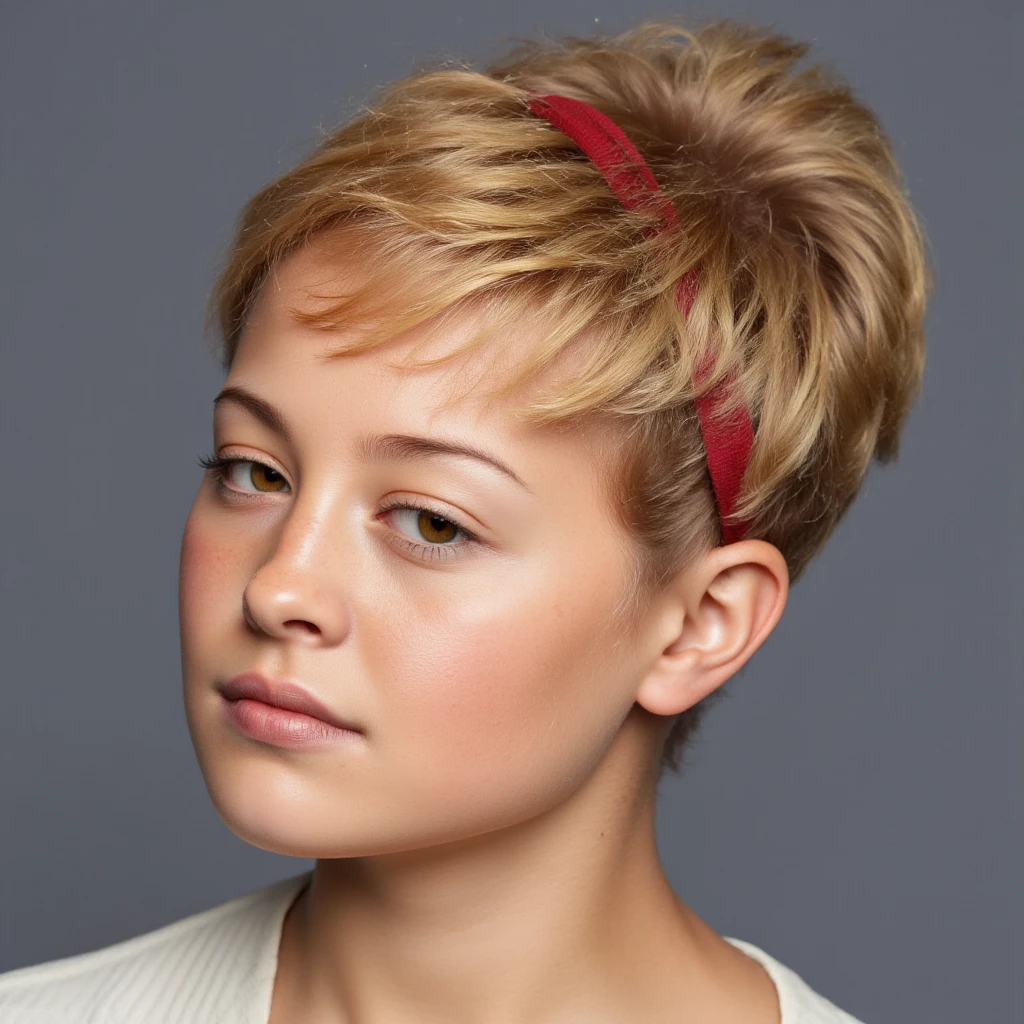 cinematic film still of  <lora:Three-quarter view style v1:1>
Three-quarter view of a woman with a red hair tie in three different poses, three-quarter profile style, perfect image, perfect body position, perfect anatomy style, Three-quarter view style, 2.5D style, 3/4 style, blue eyes, simple background, blonde hair, hair ornament, white background, ponytail, 3girls, hair bun, lips, scrunchie, single hair bun, portrait, hair scrunchie, earrings, multiple views, shallow depth of field, vignette, highly detailed, high budget, bokeh, cinemascope, moody, epic, gorgeous, film grain, grainy